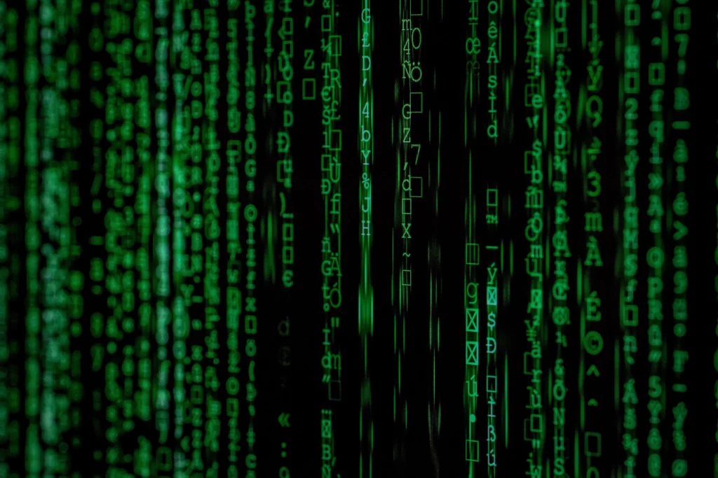 haxillzojid54 represented by cascading green binary code