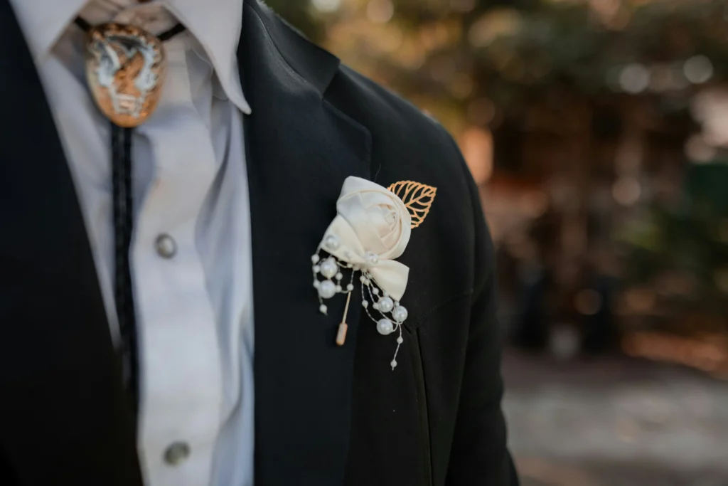Close-up of sweat resistant bolo ties with stainless steel slide
