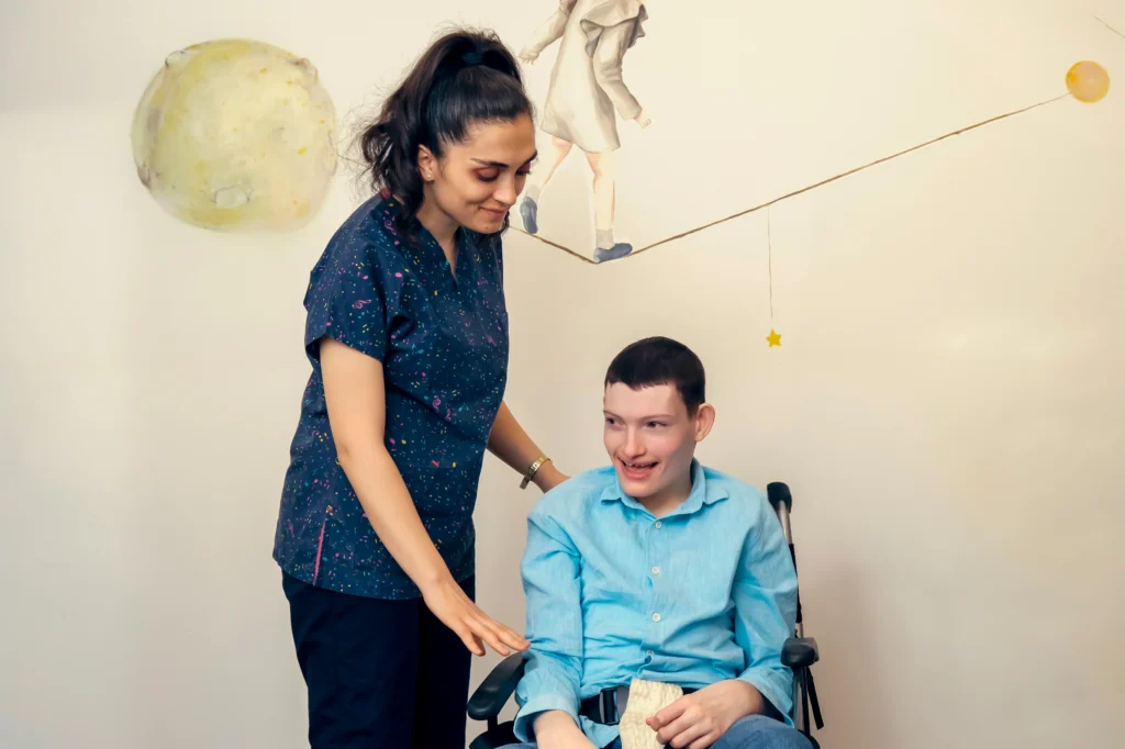 Hygienstolar caregiver assisting elderly with hygiene support